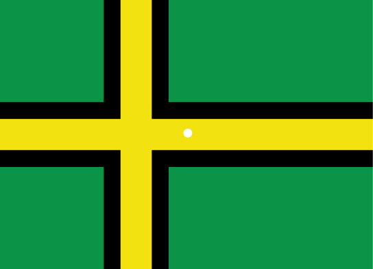 A Norwegian flag is shown in false colors of green, yellow and black (normally, the colors are red, white and blue, like the American flag.