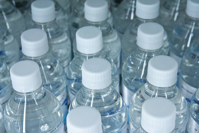 Rows of bottled water