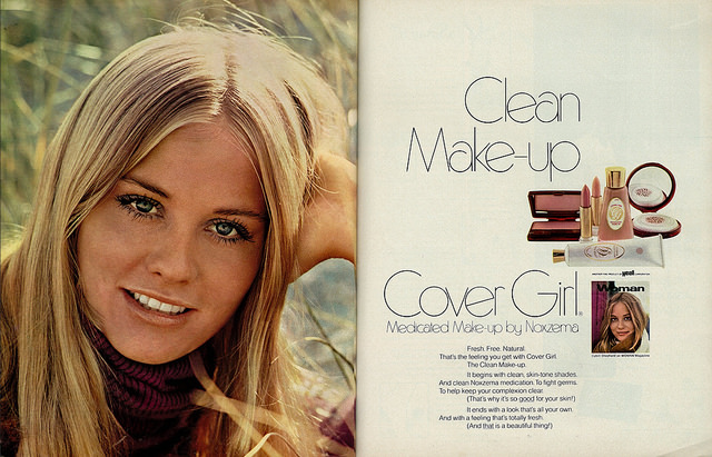1970 Beauty Ad, Cover Girl Makeup, with Ingenue Actress.