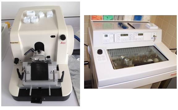 Image of a microtome and a cryostat