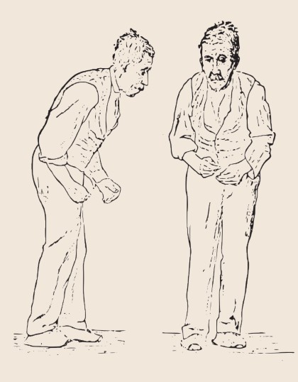 Illustration of slouched over people