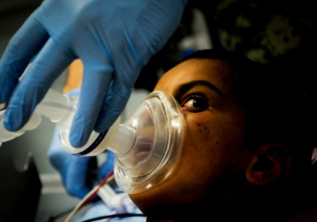 Image of an inhaler over a patient