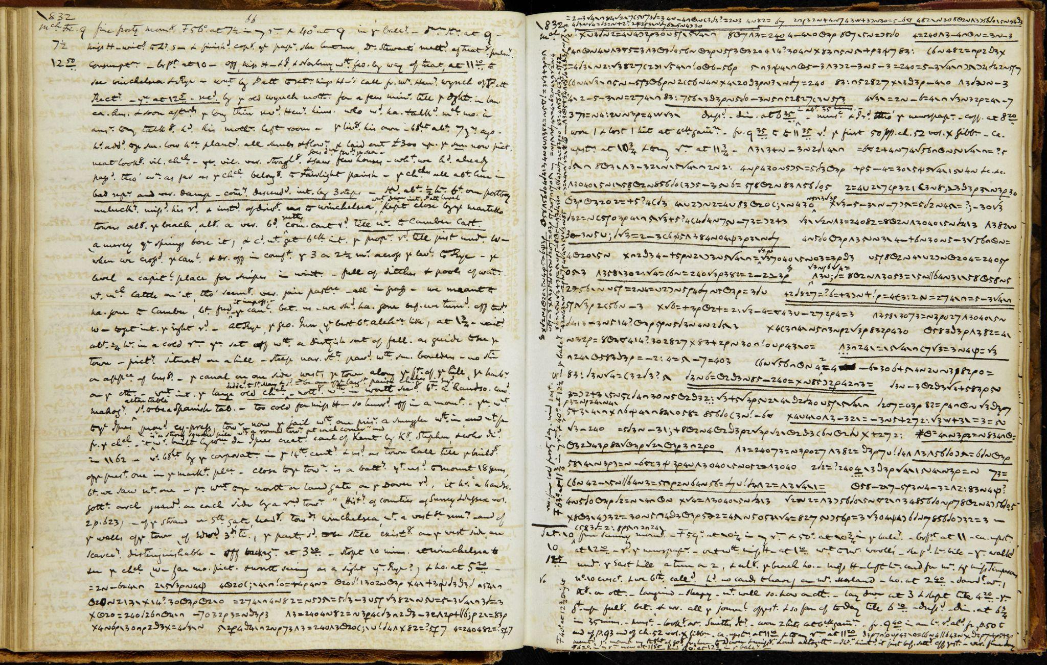 Photograph of two pages from Anne Lister’s Diary from 1832.