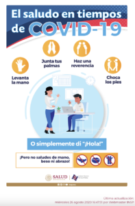 Infográfica sobre como saludarse en tiempos de COVID-19 del Instituto Nacional de Salud Pública Mexicano